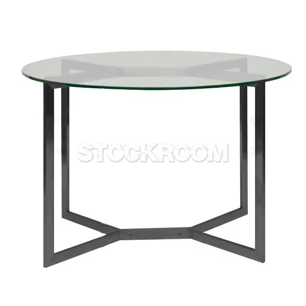 Bolster Round Glass Dining Table - Black Base