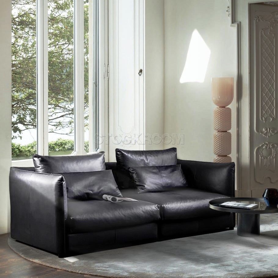 Boston Leather Feather Down Sofa - 2 Seater