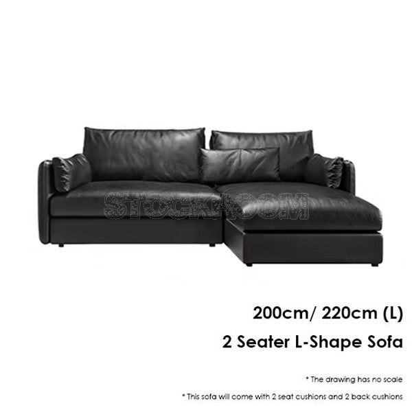 Boston Leather Feather Down Sofa - L Shape / Sectional Sofa