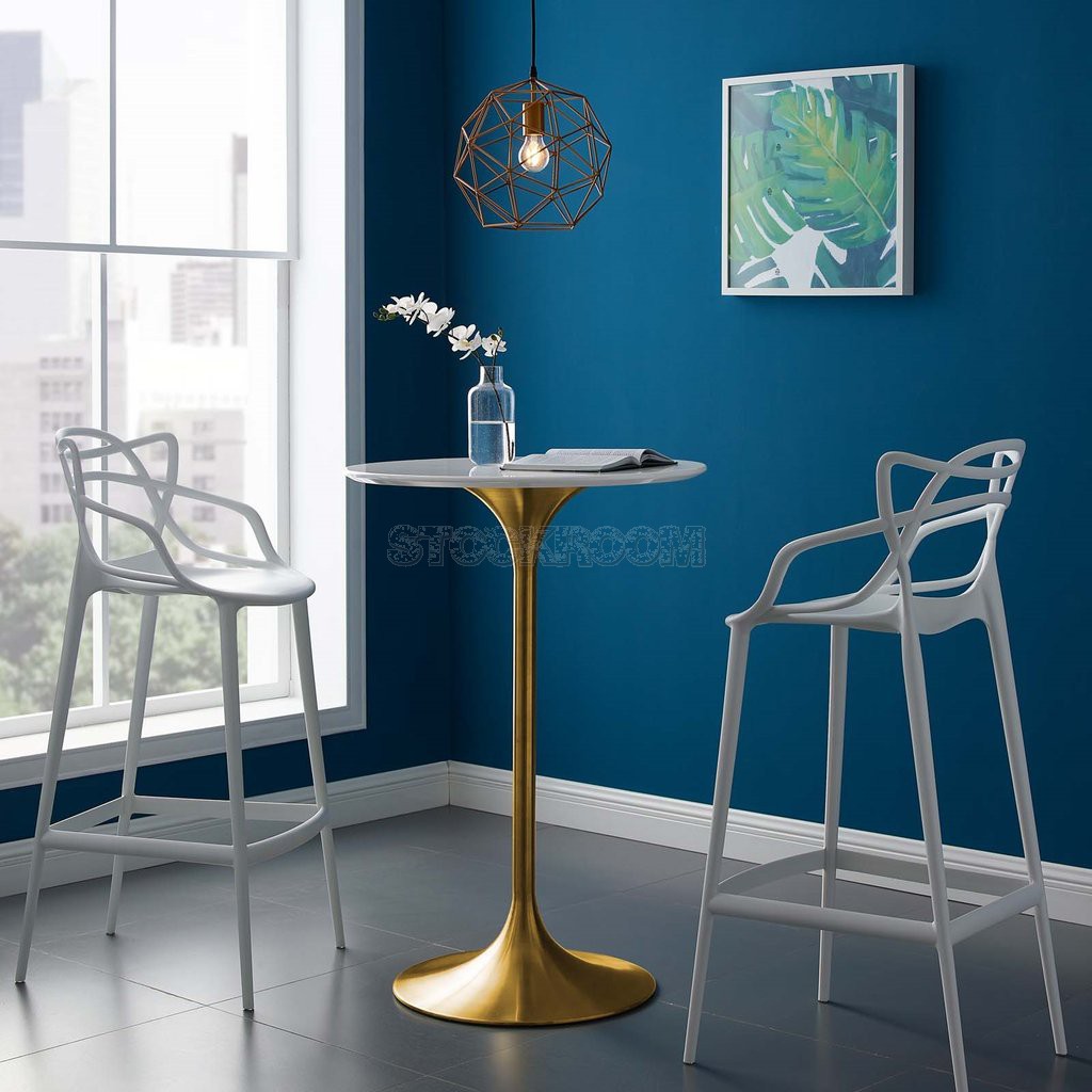 Eero Saarinen Tulip Style Bar Table With Brass Base