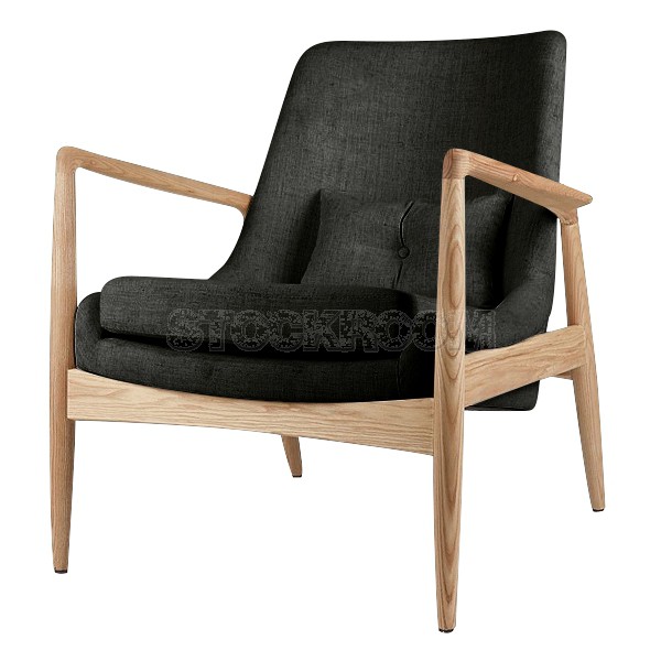 Cameron Solid Wood Upholstered Lounge Chair