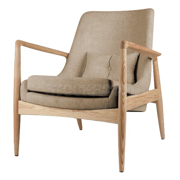 Cameron Solid Wood Upholstered Lounge Chair