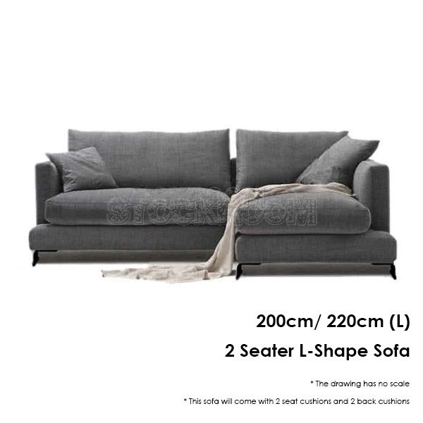 Carlo Fabric Feather Down L Shape / Sectional Sofa