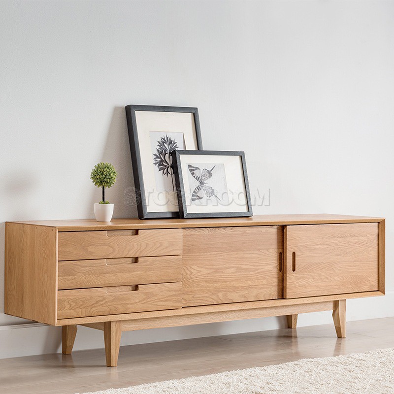 Carlos Solid Oak Wood TV Cabinet