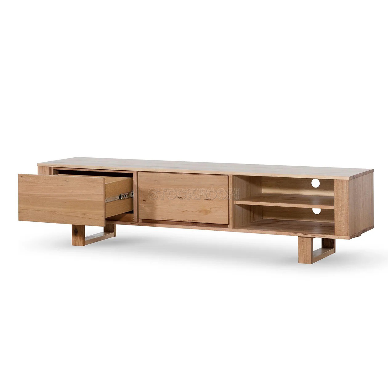 Carmela Solid Oak Wood TV Cabinet With 2 Drawers