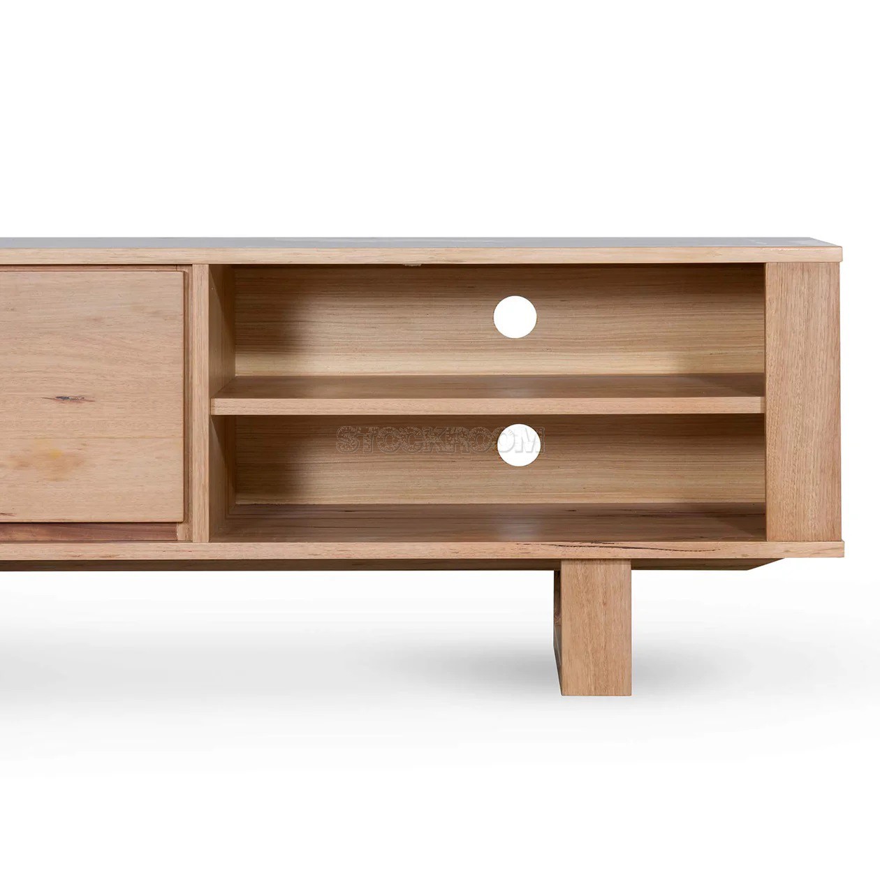 Carmela Solid Oak Wood TV Cabinet With 2 Drawers