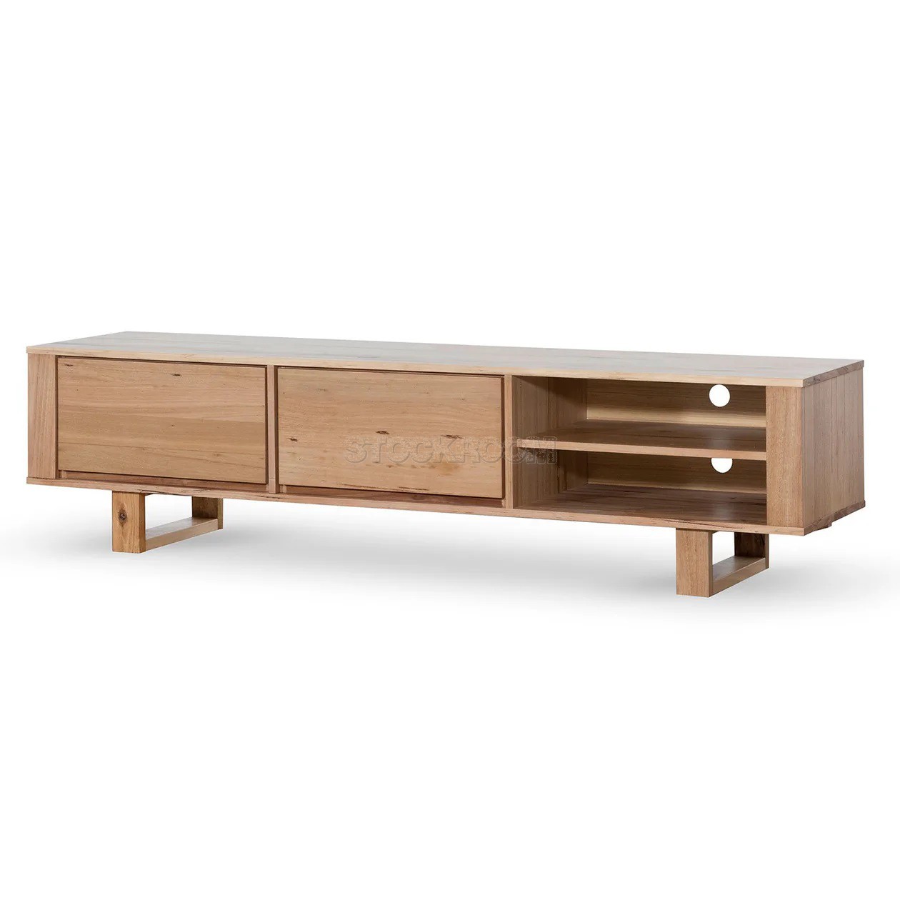 Carmela Solid Oak Wood TV Cabinet With 2 Drawers