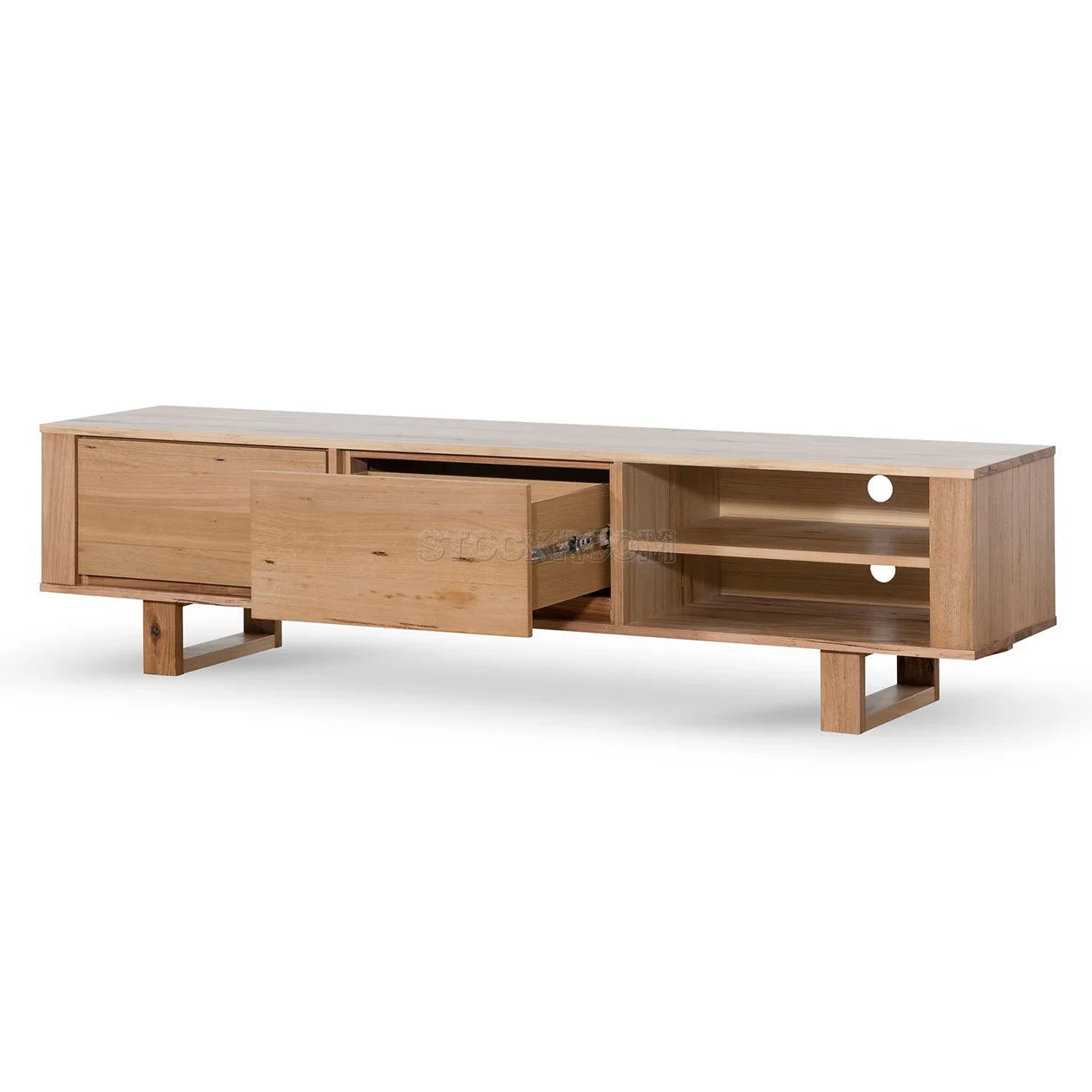 Carmela Solid Oak Wood TV Cabinet With 2 Drawers