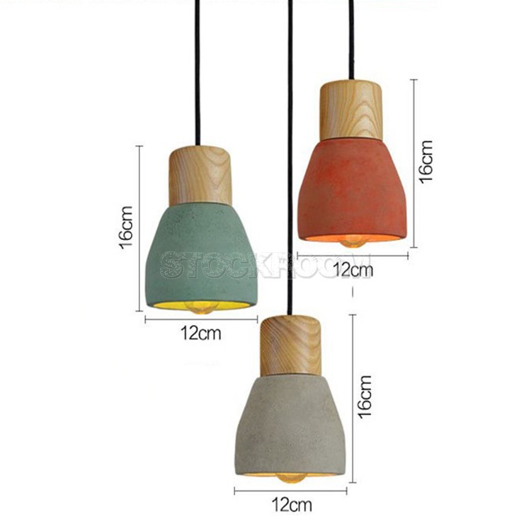 Cement Wood Style Pendant Lamp