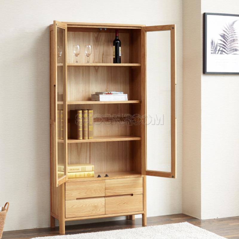 Cesarino Style Solid Oak Wood Storage Cabinet