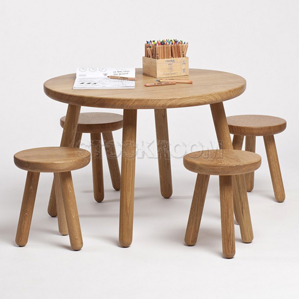 Chario Solid Oak Wood Kids Stool