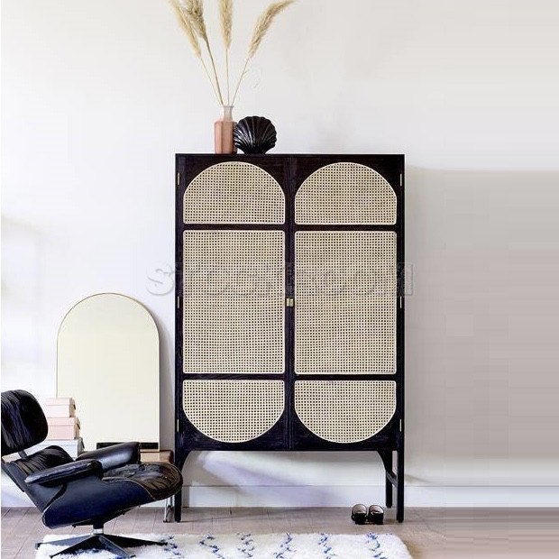 Chloe Contemporary Woven Cane Wardrobe