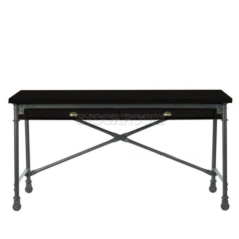 Chloe Industrial Loft Style Solid Wood Table with Drawers