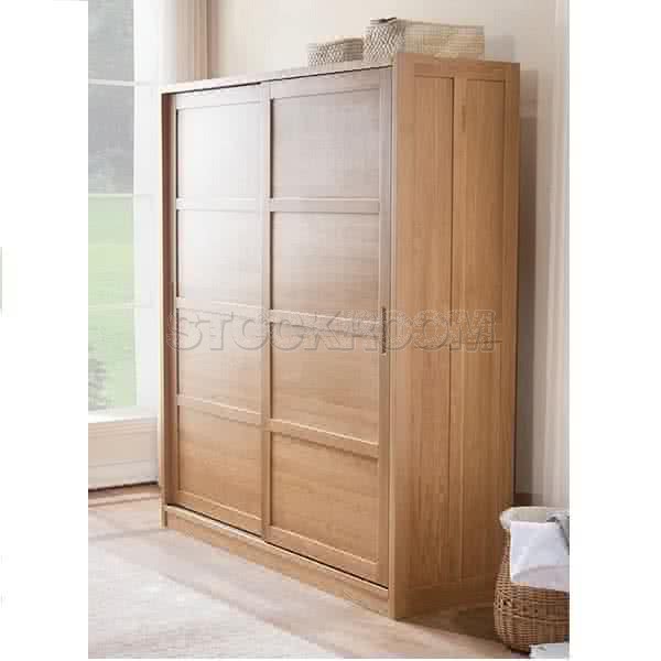 Cubic Solid Oak Sliding Door Wardrobe