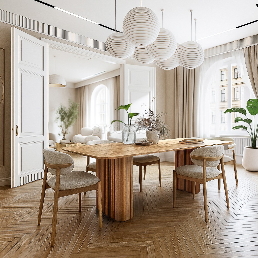 Clover Solid Oak Wood Dining Table