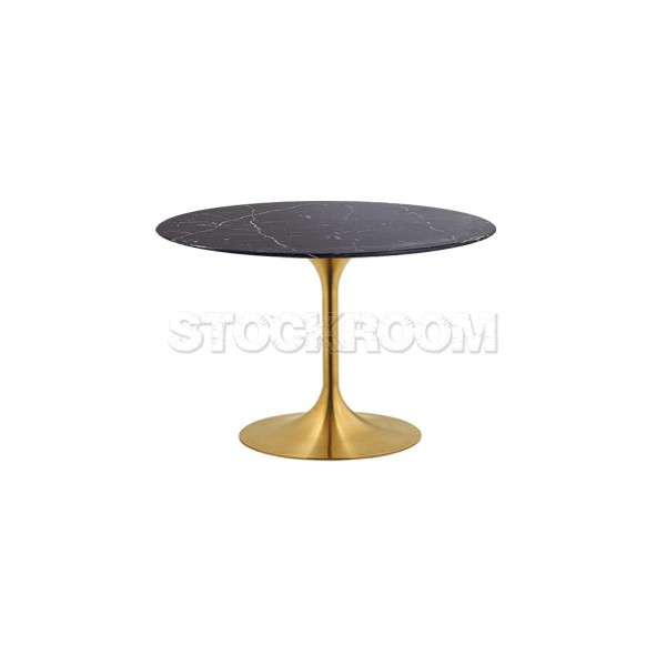 Eero Saarinen Tulip Style Round Coffee Table With Brass Base - Marble