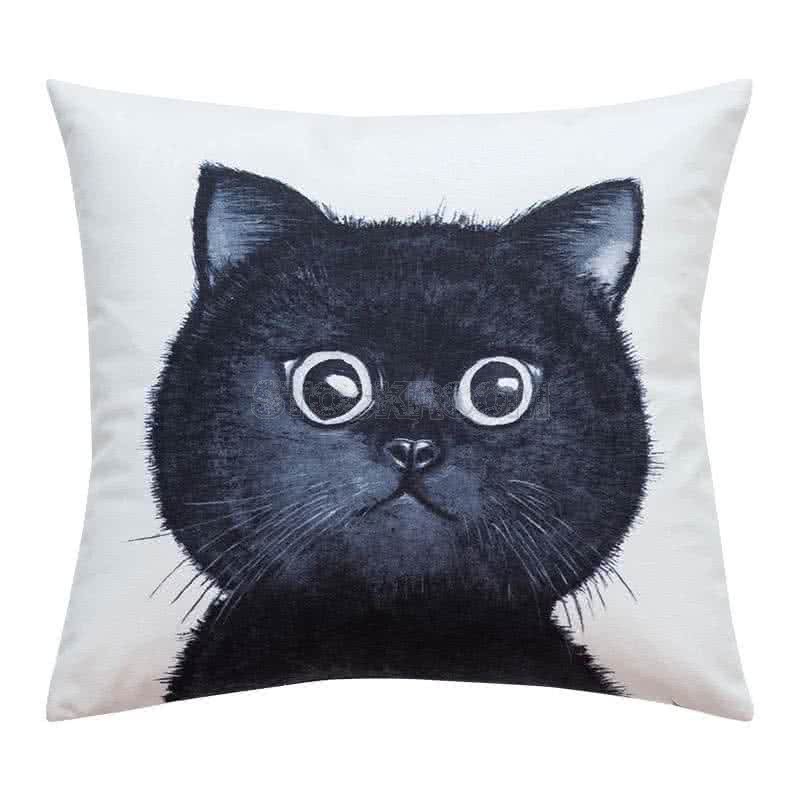 Confused Black Cat Cushion