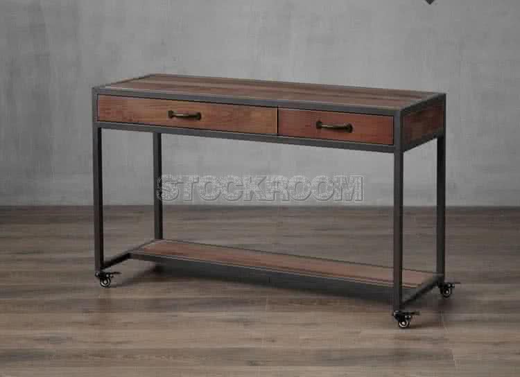 Lomita Industrial Console Table with wheels