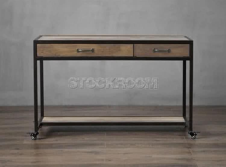 Lomita Industrial Console Table with wheels