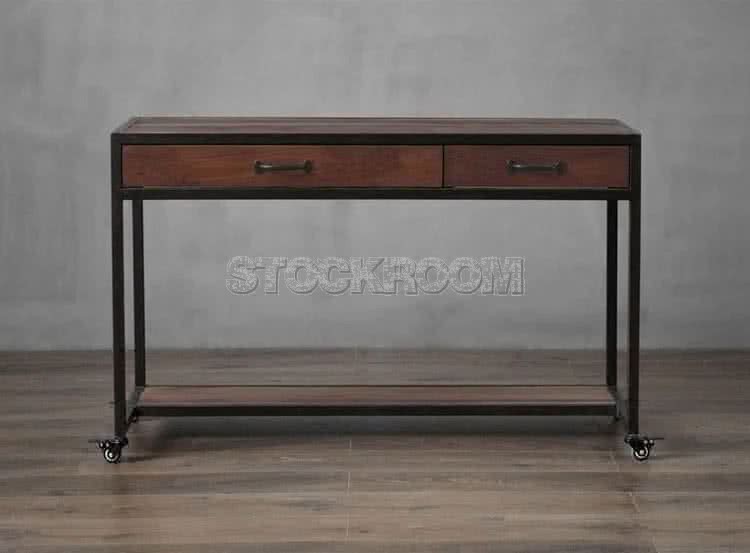 Lomita Industrial Console Table with wheels