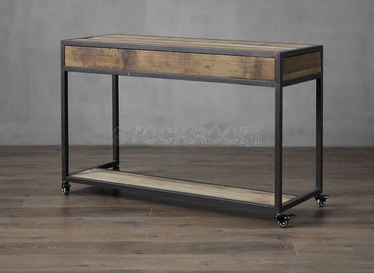 Lomita Industrial Console Table with wheels