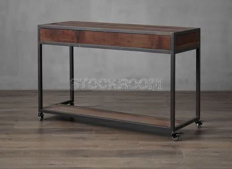 Lomita Industrial Console Table with wheels