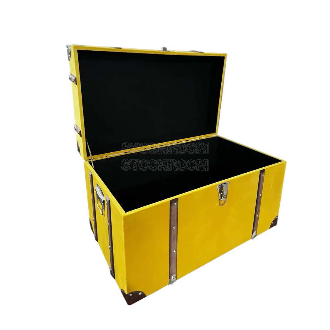 Contemporary Yellow Velvet Storage Trunk