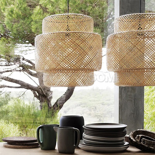 Craft bamboo wicker rattan Dome Pendant Lamp