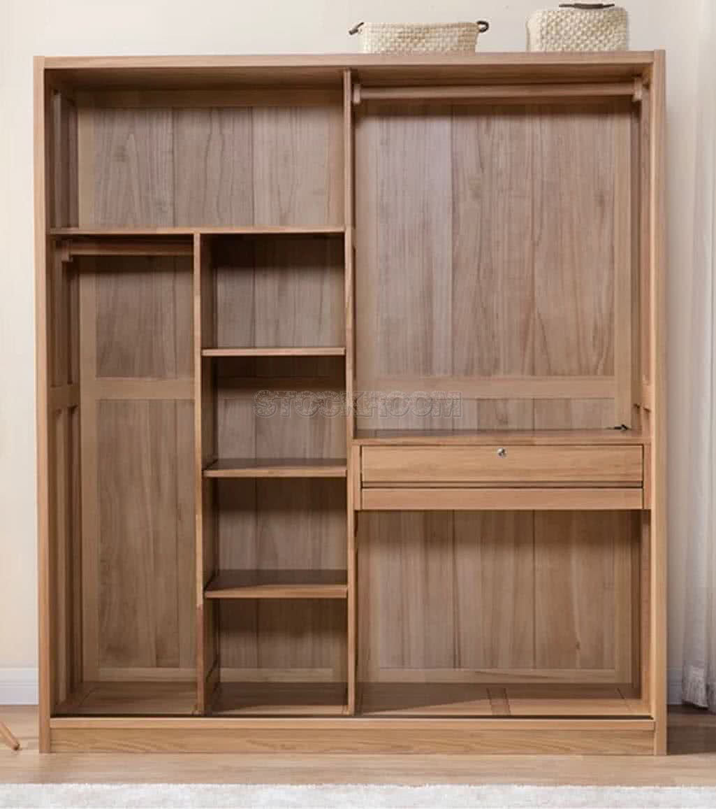 Cubic Solid Oak Sliding Door Wardrobe