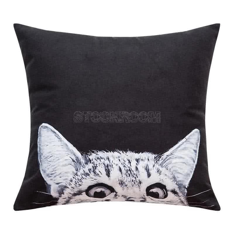 Curious White Cat Cushion