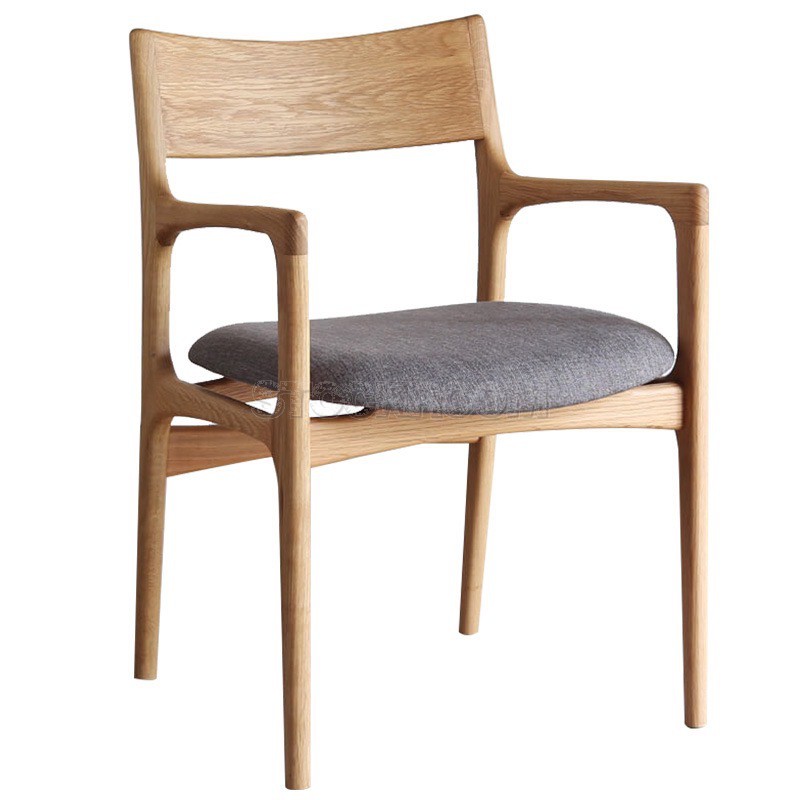 Cylindria Solid Oak Wood Dining Chair with Armrest
