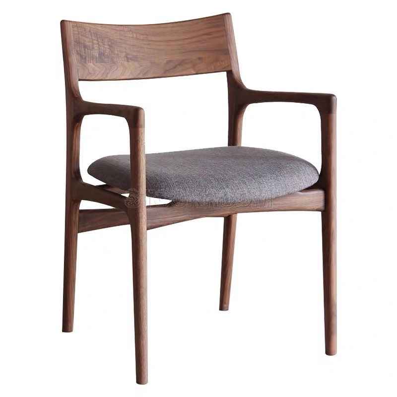 Cylindria Solid Oak Wood Dining Chair with Armrest