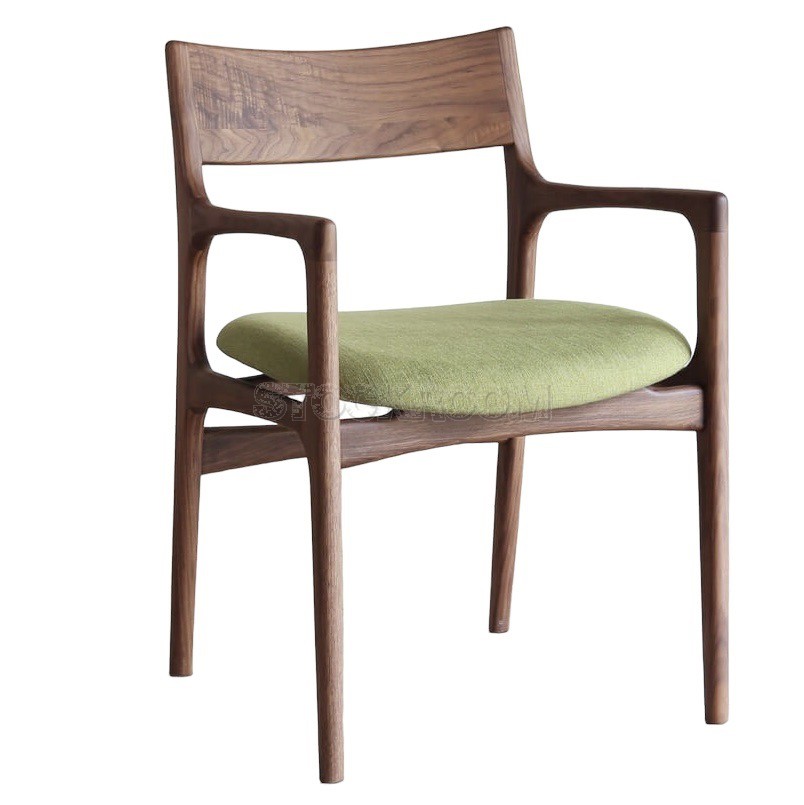 Cylindria Solid Oak Wood Dining Chair with Armrest