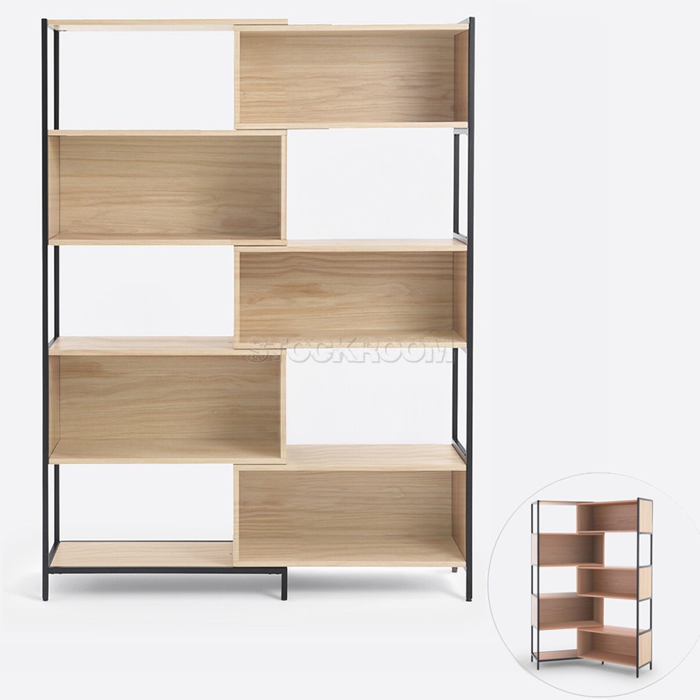 Dane Industrial Solid Wood Bookshelf