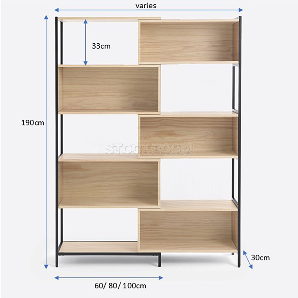 Dane Industrial Solid Wood Bookshelf