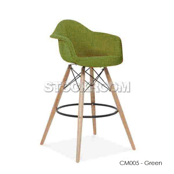 Charles Eames Upholstered DAW Style Bar Stool - Full Fabric