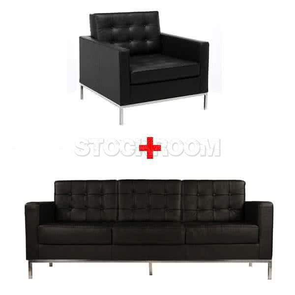 Florence Style Leather Lounge Living Room Sofa Set