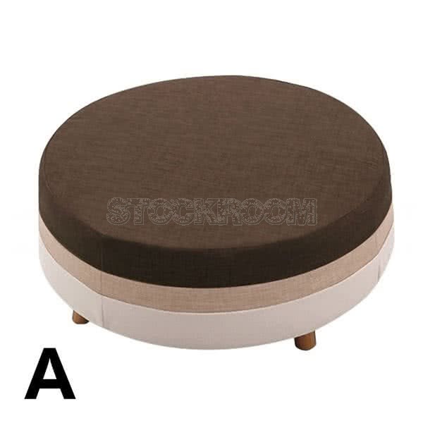 Allsorts round ottoman with wooden Leg