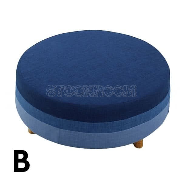 Allsorts round ottoman with wooden Leg