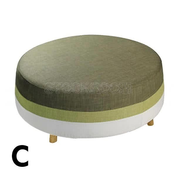 Allsorts round ottoman with wooden Leg