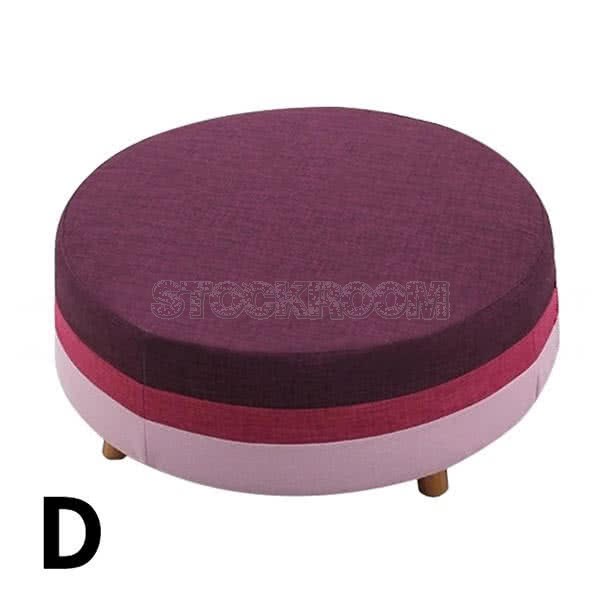 Allsorts round ottoman with wooden Leg