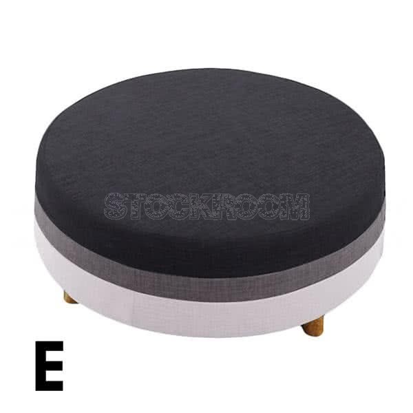 Allsorts round ottoman with wooden Leg