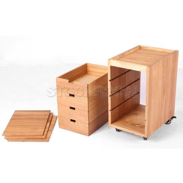 Questo Solid Wood Movable Filing Cabinet and Pedestal