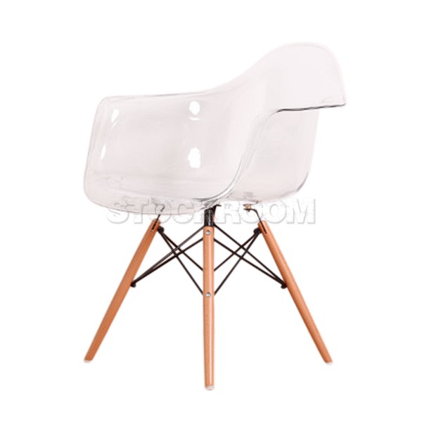 Charles Eames DAW Style Chair - Transparent with Oak Leg