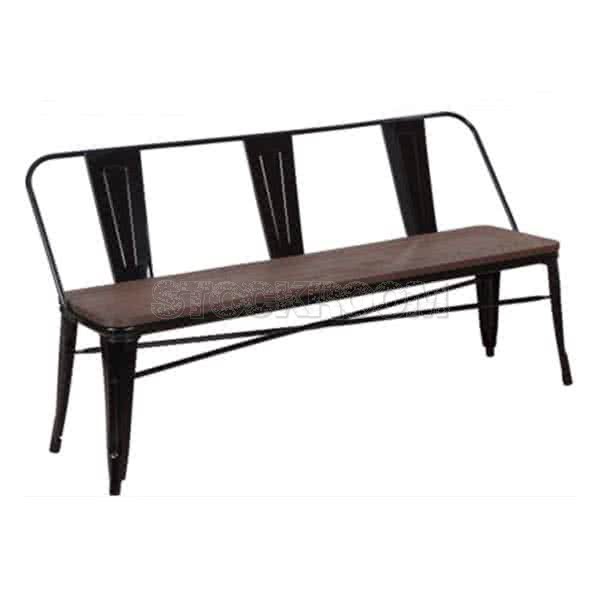 Xavier Pauchard Tolix Style Bench with Back (Elm Seat)