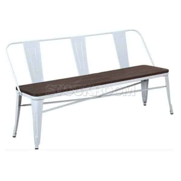 Xavier Pauchard Tolix Style Bench with Back (Elm Seat)