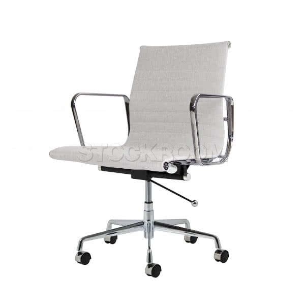 Aluminum Executive Fabric Office Chair - Mid-back - With Wheels and Adjustable