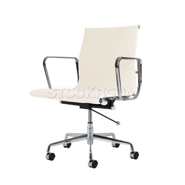 Aluminum Executive Fabric Office Chair - Mid-back - With Wheels and Adjustable