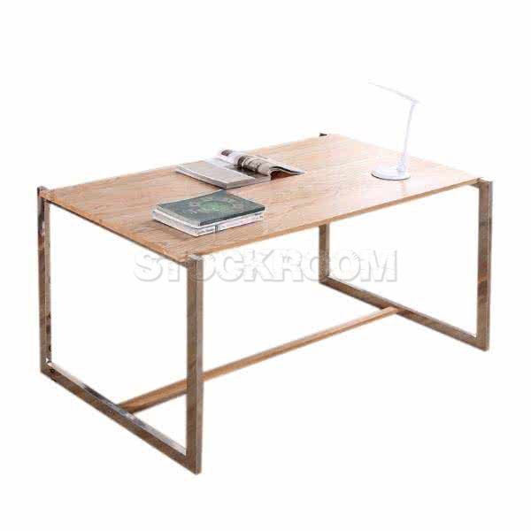 Elvis Solid Wood Table with Stainless Steel Frame