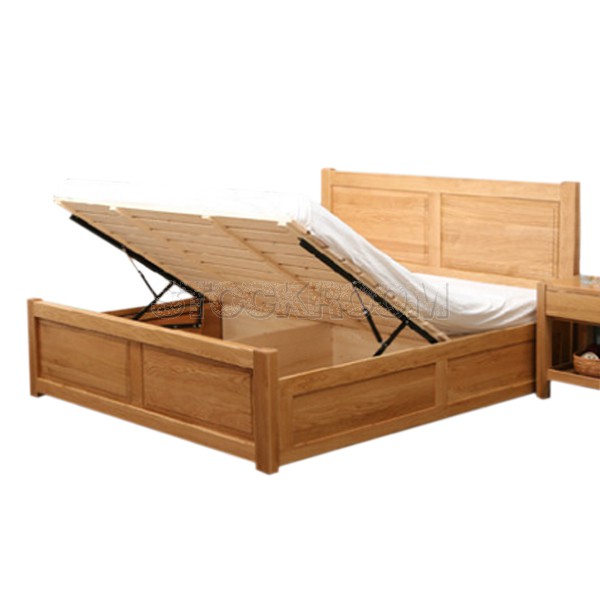 Sansa Solid Oak Wood Bed Frame with Storage